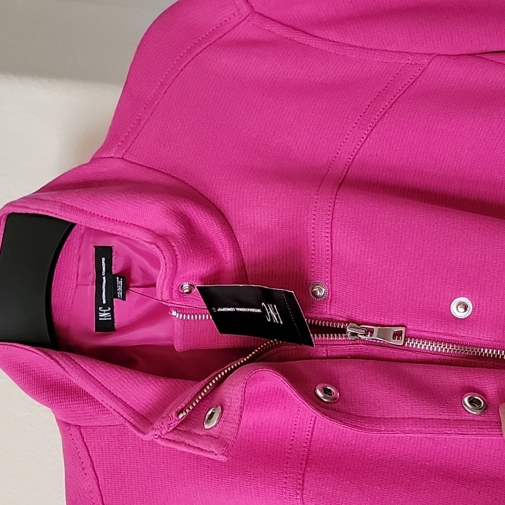 INC Coat Jacket w/Stand Collar Zip/Snap Flap Close Pink size XXL NWT - Picture 2 of 16
